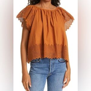 The Great. The Eyelet Dale Top rust Medium